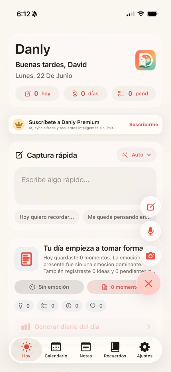 Inicio del diario privado Danly