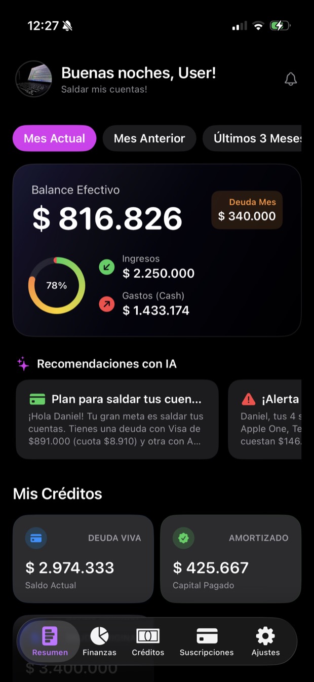 Balance financiero en VinHub